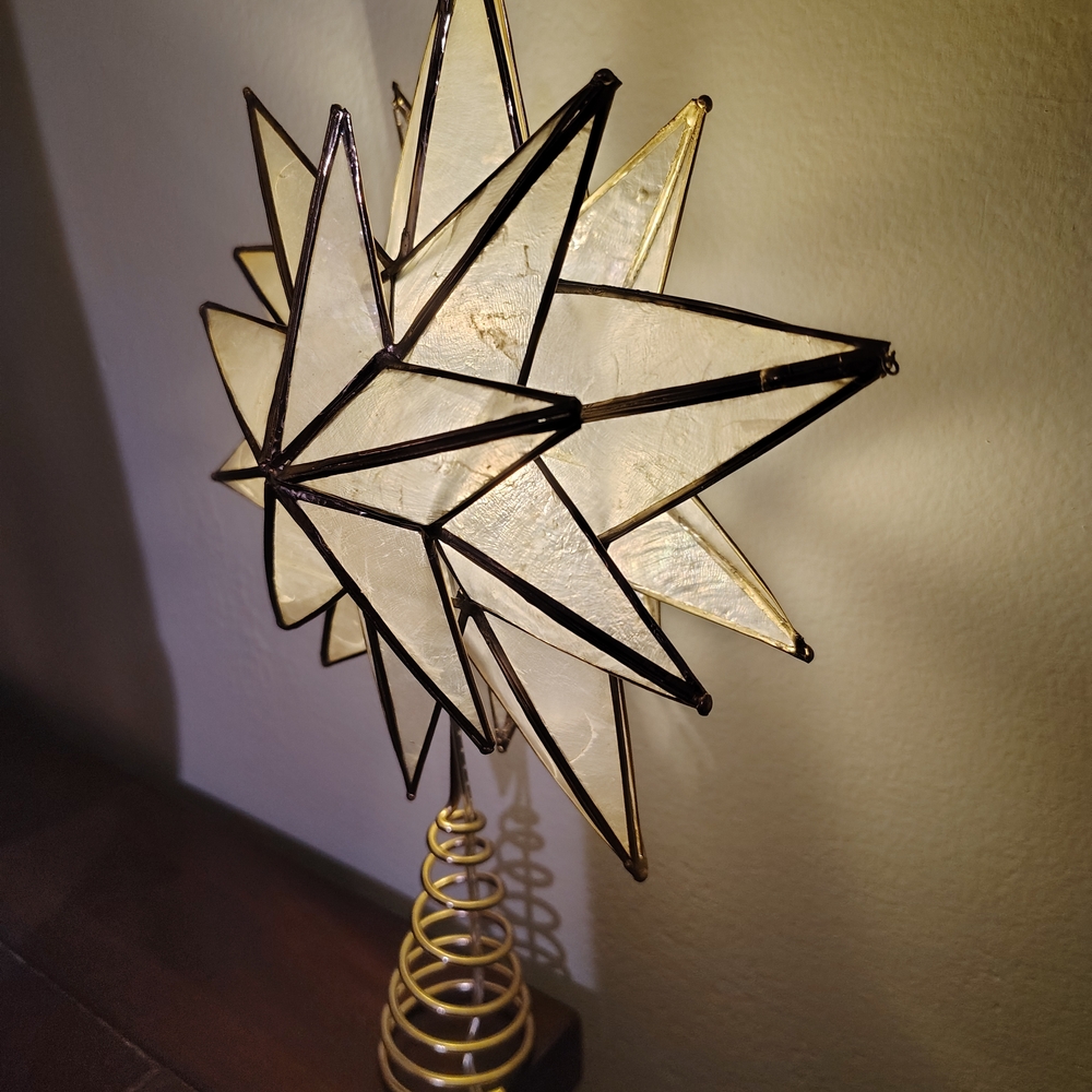 Capiz Shell Star Lighted Tree Topper - Picture 4 of 7